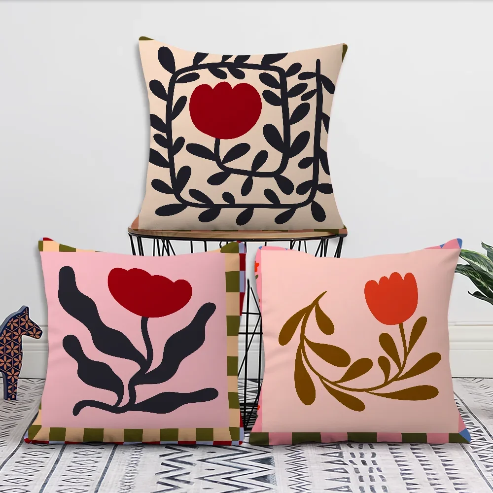 Comfortable Soft Pillow Case for Sofa Modern Living Room Home Flower Stylish Frame Office Abstract Decor and Protective Covers