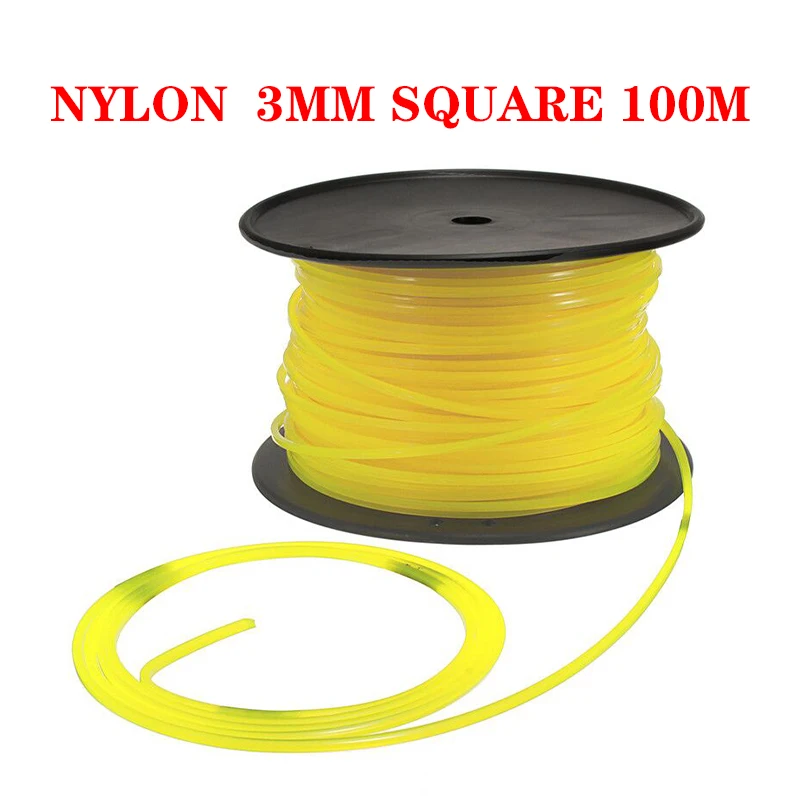 nylon strimmer square wire cord universal garden grass cutter trimmer head mower mm 100m 1pc 01