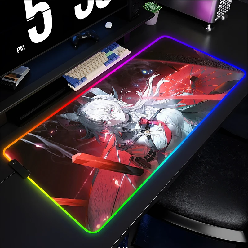 

RGB Mouse Pad Gamer PC Computer Wuthering Waves Zani Desk Mat LED Kawaii Girl Keyboard Pad Anime Gaming Accessories HD Mousepad