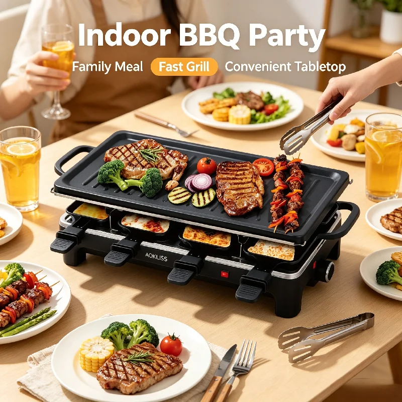 Household Electric BBQ Grill Multifunctional Multi‑Layer Pull‑Out Griddle Pan Barbecue Rack Indoor Cooking Baking Tray Tool
