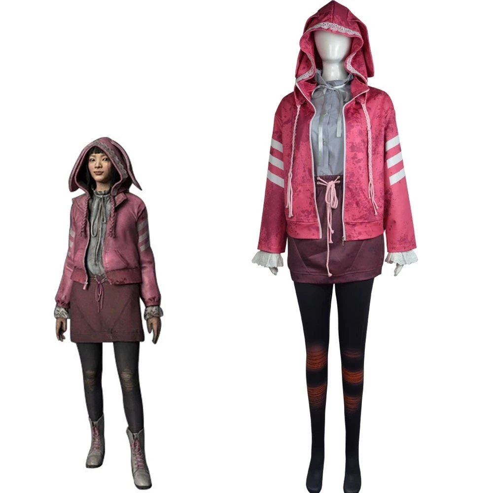 

Аниме Косплей Deadbylight Feng Min Костюм Большой Аниме Выставка Косплей Красная Зеленая Одежда Костюм Пальто с Капюшоном Маскировочная Одежда