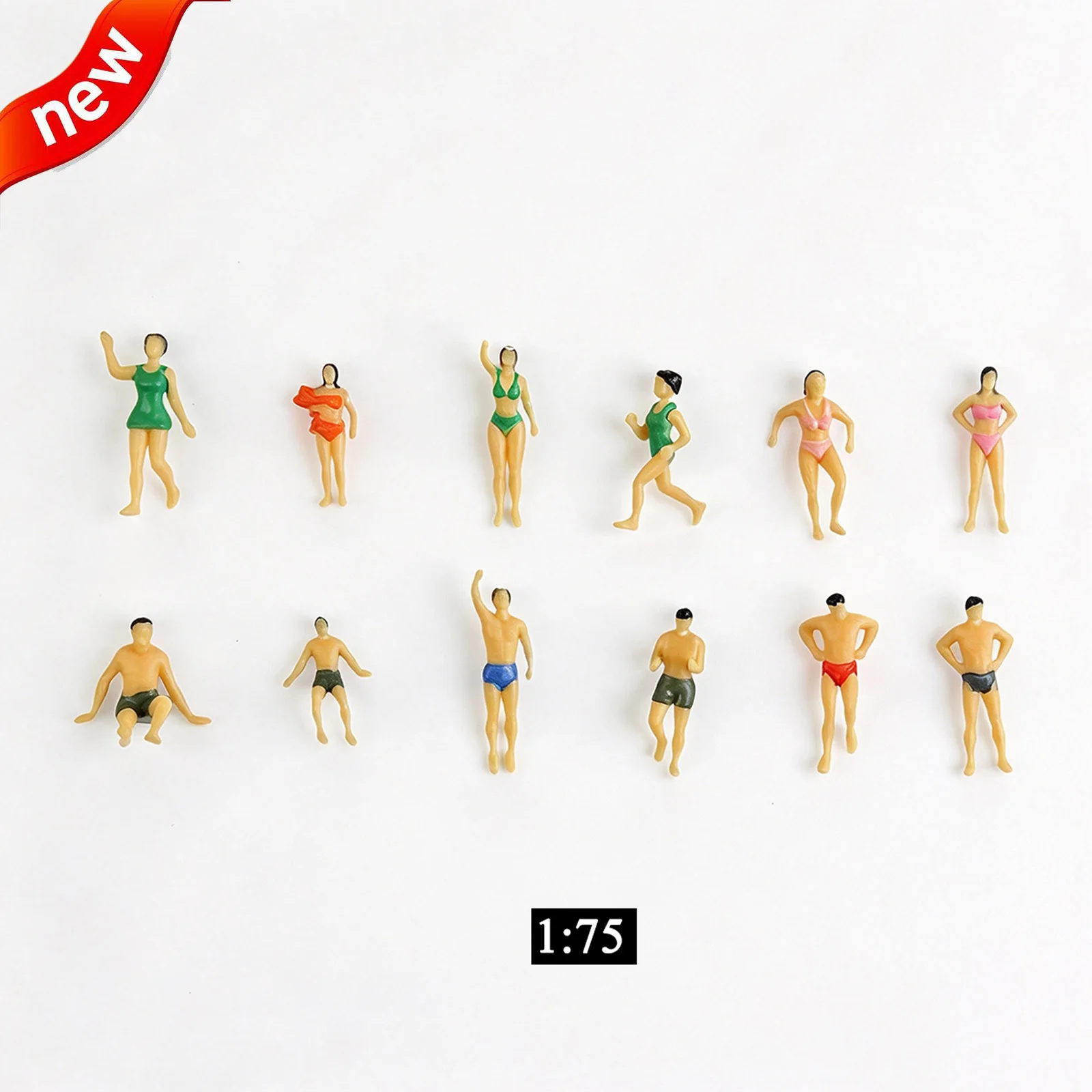 15Pcs Scale 1/50 1/75 1/100 /150 Mini Swimming People Micro Scene Character Materials Beach Landscape Diorama Accessories