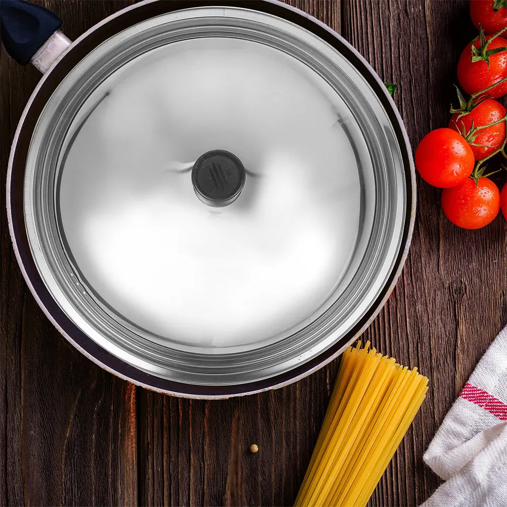 2Pcs Stainless Steel Universal Pot Lid Set for Frying Pan Skillet Wok Cast Iron Cookware 34Cm Round Dome Cover Grease Splatter