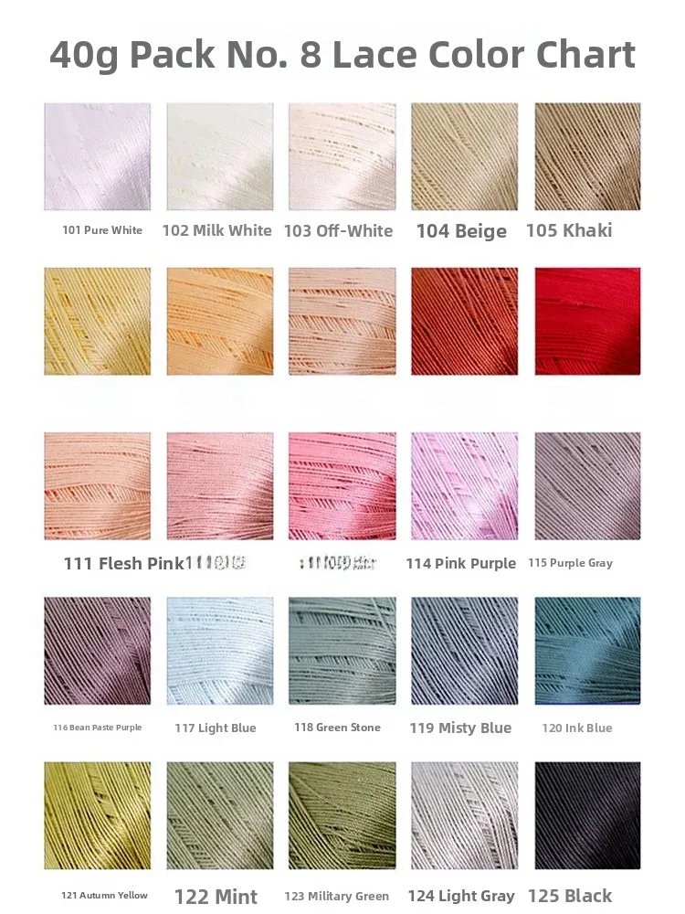 No.8 Lace Thread Pure Cotton Yarn Ball Fine Cotton Thread 40g Handmade DIY Knitting Baby Doll Shawl Micro Hook Line