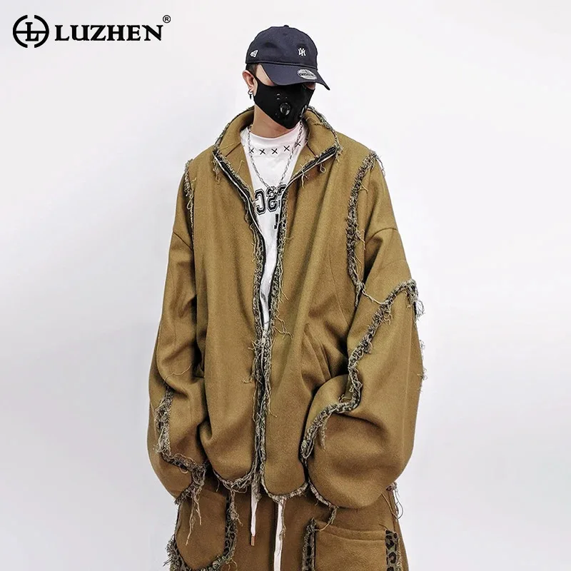 

LUZHEN 2026 Spring New Burr Edge Outline Patchwork Design Loose Casual Jacket Men's Fashion Handsome Street Original Coat JY6351
