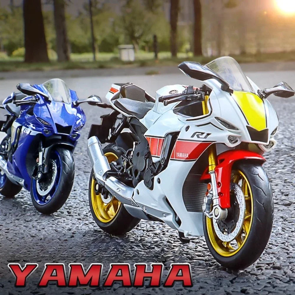 Scale 1:12 Yamaha YZF-R1M Motorcycle Model Toy Alloy Diecast Shock Absorption Rubber Tires Motor Models Collection Boys Gifts
