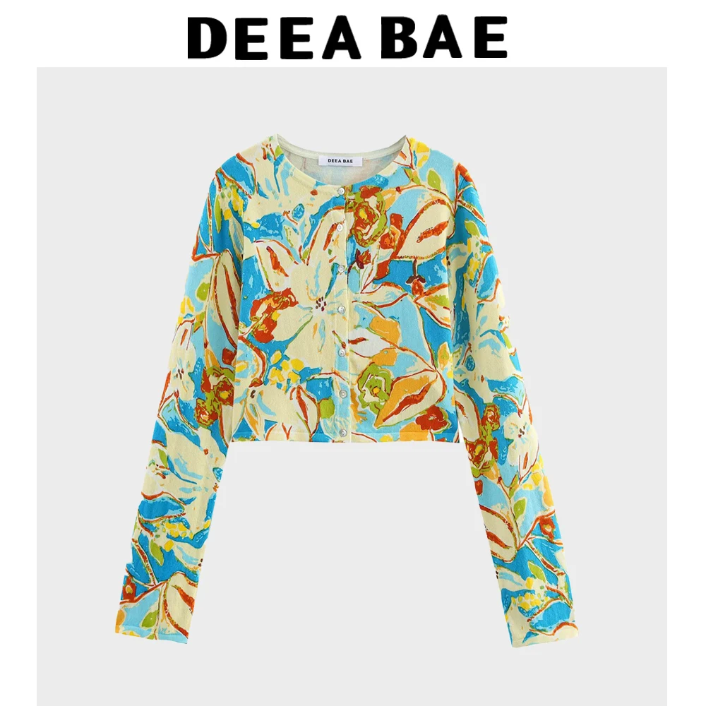 

DEEABAE корейский весенне-осенний новый продукт женское модное вязаное пальто с длинными рукавами и круглым вырезом с принтом