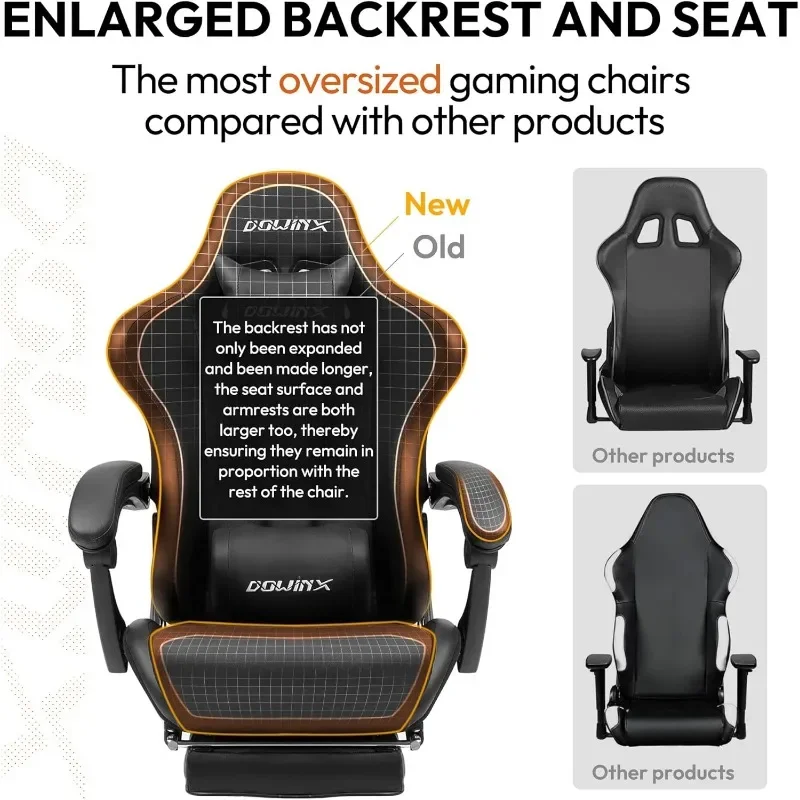 Dowinx Gaming Chair Ergonomic Racing Style Recliner with Massage Lumbar Support, Office Armchair for Computer PU Leather