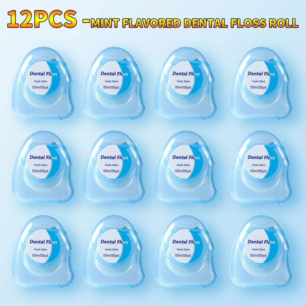 1/2/3/4/6/12/20PCS Dental Floss Roll - Mint Flavor, 50 Meters/roll - Suitable for Interdental Cleaning and Oral Care Tools