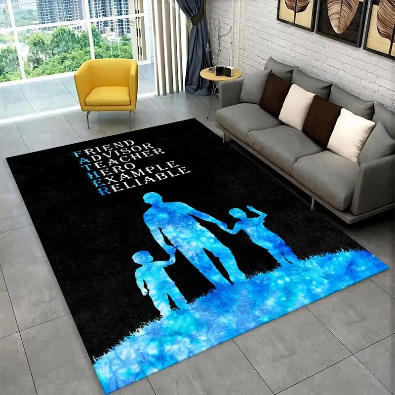 Gift Thanks To My Dad Father Letter Present Large Area Rug Non-slip Carpet for Bedroom Living Room Sofa Home Decor Floor Mat
