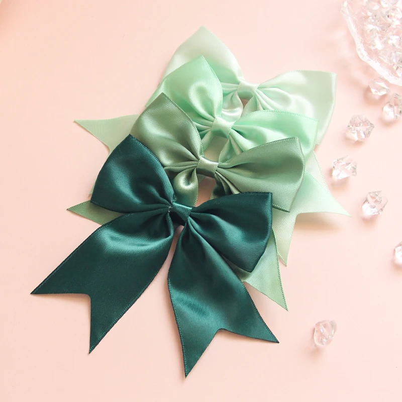 5pcs/lot Wholesale Green Baby Bows Hair Clip For Girls Solid Color Hairpins Barrettes Handmade Headwear Kids Hair Accessories