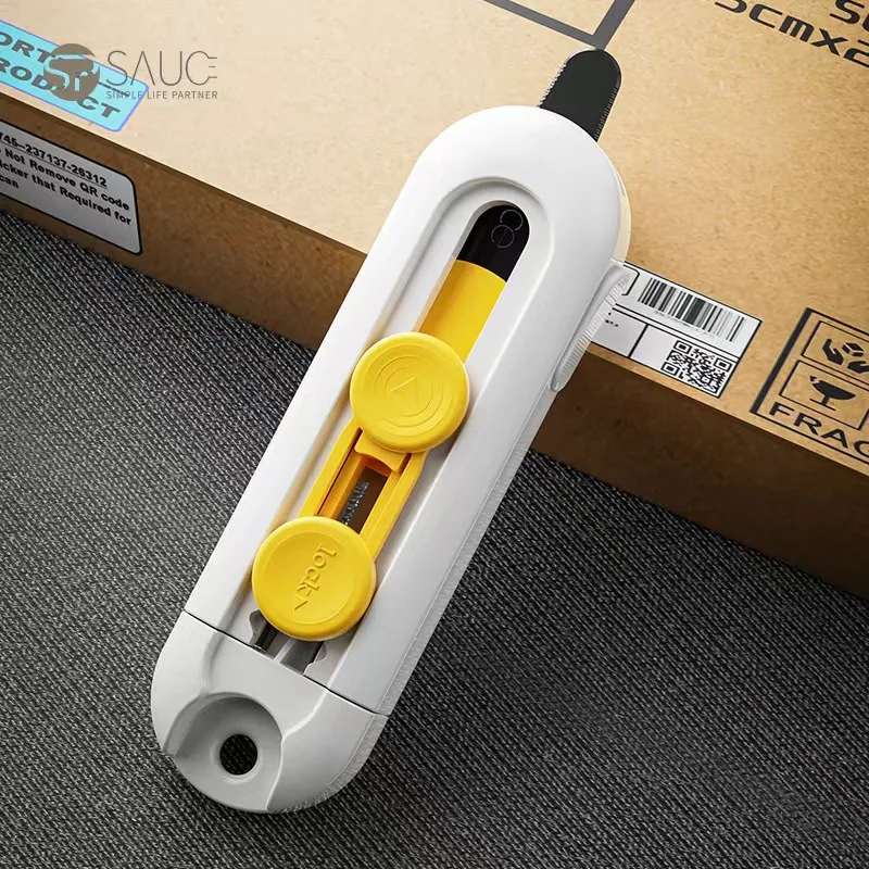 

1PC magnetic mini box cutter Portable box cutter Letter opener and paper cutter Retractable blade Durable ABS material mini box