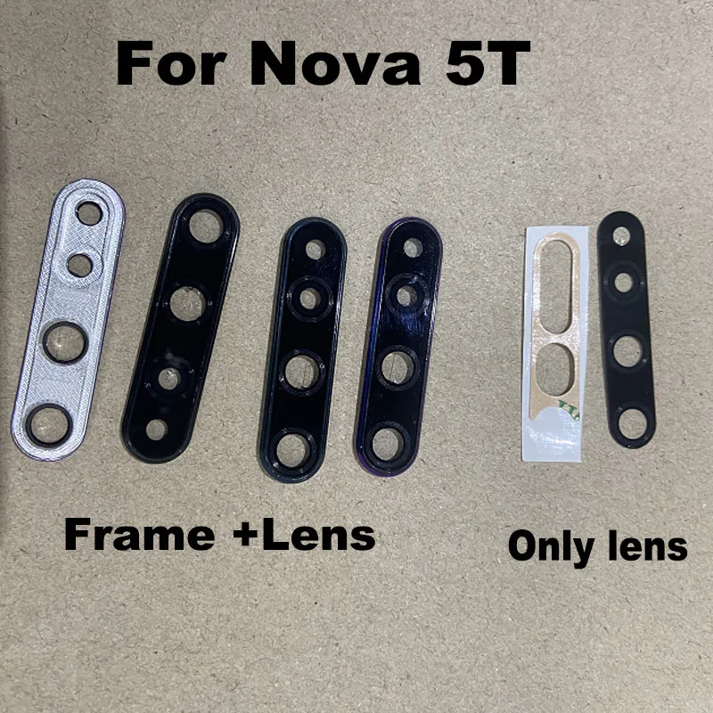 1PCS For Huawei Nova 5T Back Camera Glass Rear Lens Cover With Frame Ahesive Sticker Replacement