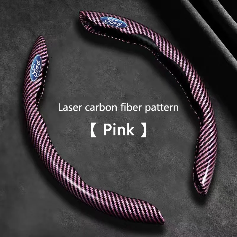 2pcs Carbon Fiber Car Steering Wheel Cover For Ford Focus mk2 mk3 Fiesta mk7 Ranger Mondeo mk4 Mustang Accessories Stickers view 3