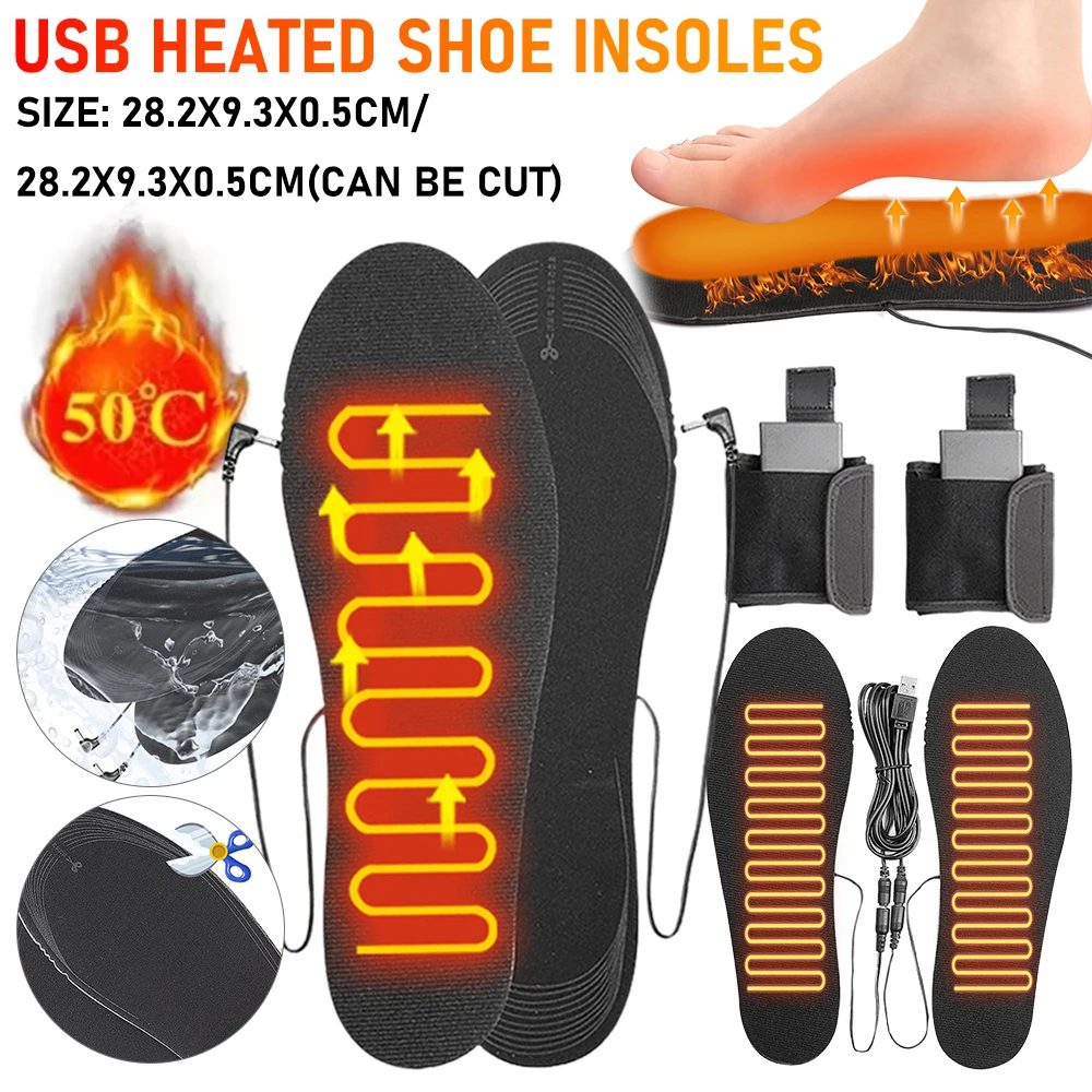 Electric Heated Insoles Battery Box&USB Scalable One Size Fits All Electric Heated Pad Winter Heating Insoles For Winter Skiing