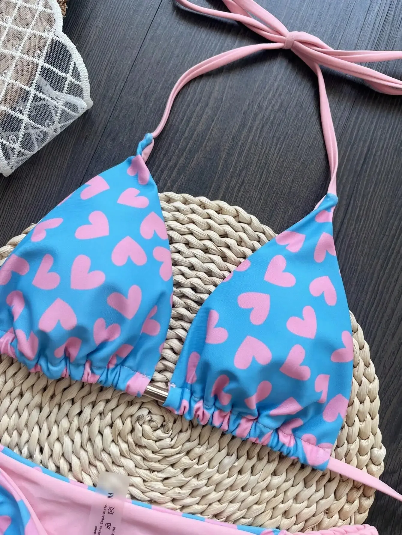 RUOTONSEPT Cute Love Print Bikini Set Women's Swimsuit Two-piece Triangle Halter Sexy Swimwear Bathing Suit Brazilian Biquinis
