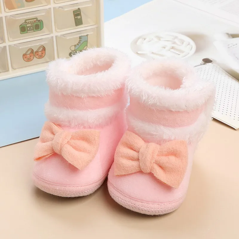 

Baywell Winter Newborn Baby Fur Warm Snow Boots Toddler Boys Soft Sole First walker 1 Year Autumn Baby Shoes Girl 0-15 Months