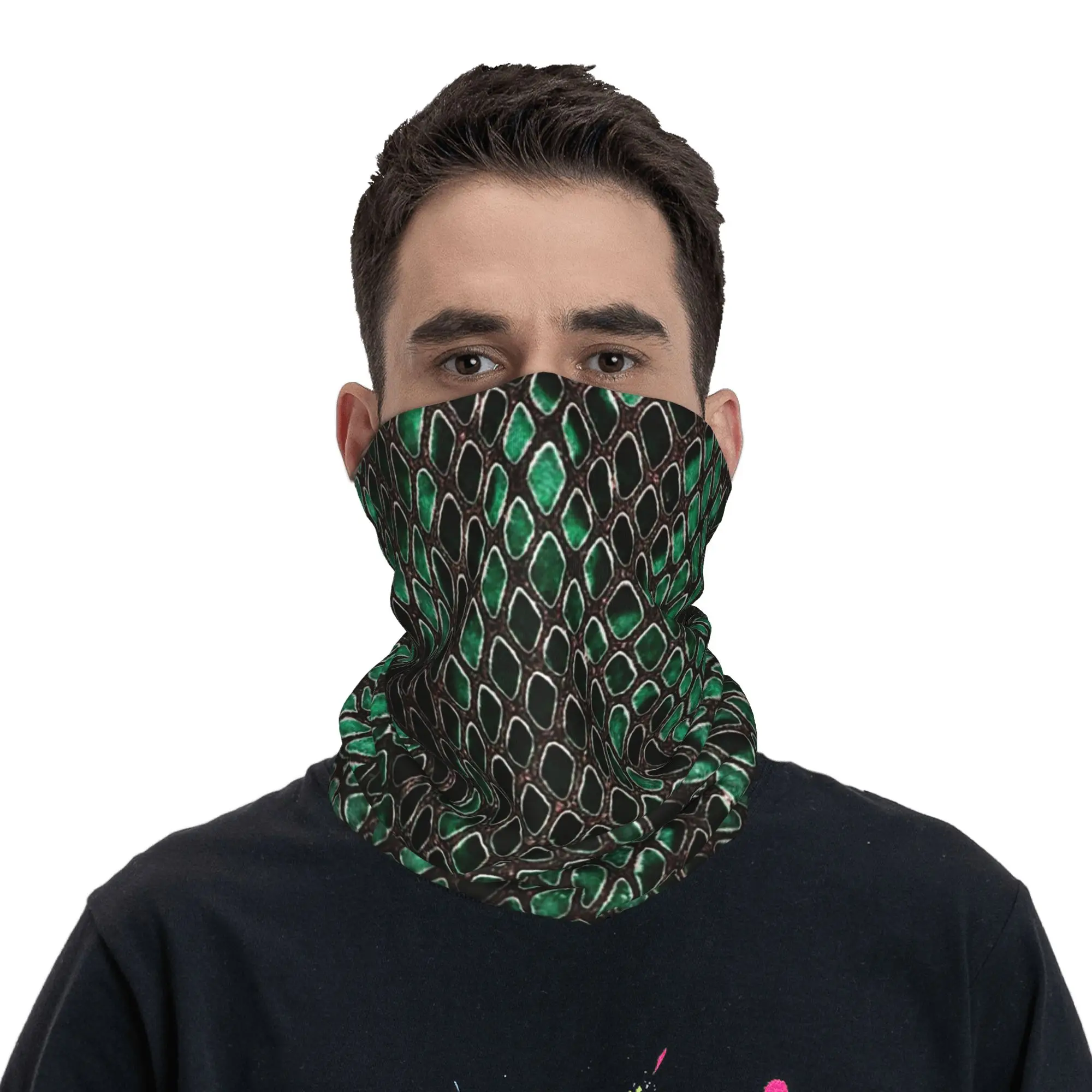 Exotic Snake Skin Pattern Bandana Neck Cover Printed Wrap Scarf Warm Face Mask Cycling For Men Women Adult