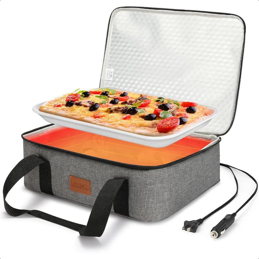 Calentador de alimentos, cazuela eléctrica, bolsa de almuerzo grande con calefacción para coche, camión, termo de 12V, 24V, 110V, comida caliente para Potluck Cooko