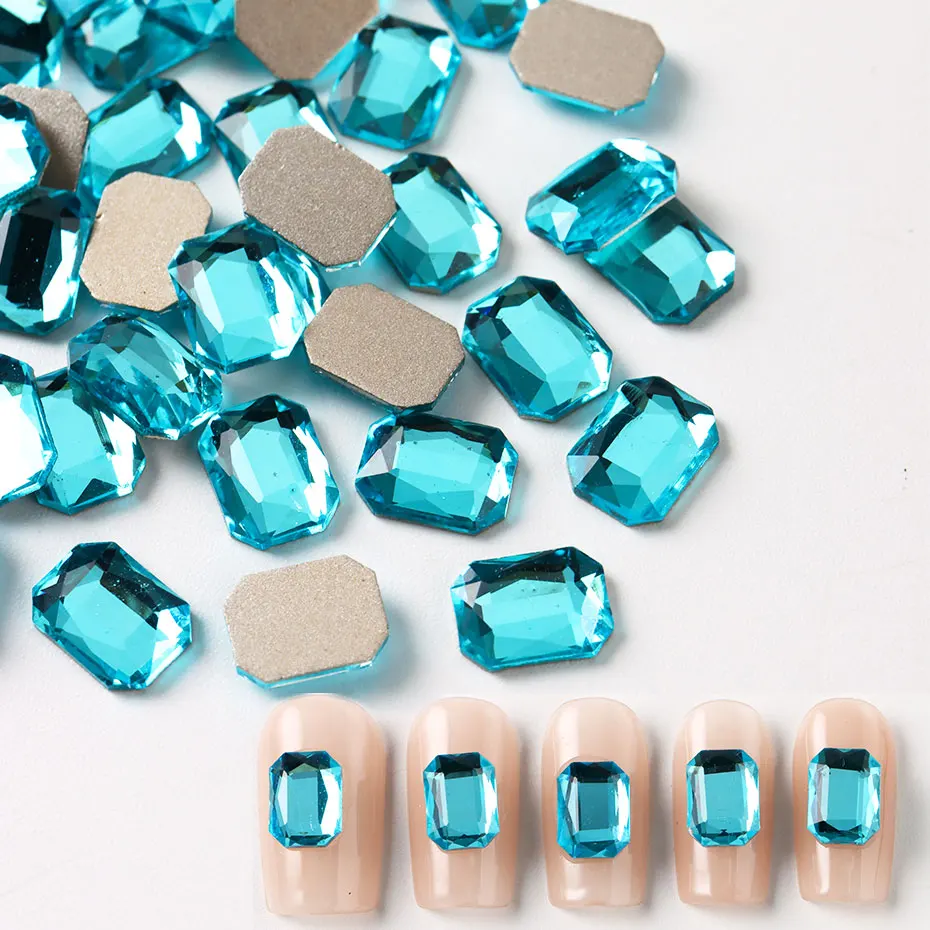 50/100 قطعة الأزرق مسمار سحر الراين تسلق البحر الأزرق جوهرة مسمار أجزاء بريق مربع شقة DIY بها بنفسك الماس الاصطناعي مانيكير ديكور