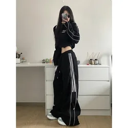 Deeptown-Pantalon de survêtement Harajuku pour femme, rayé noir, mode coréenne, pantalon de jogging respirant, pouvez-vous aru Grunge, Streetwear, Hiphélicoptère, dehors, Kpop