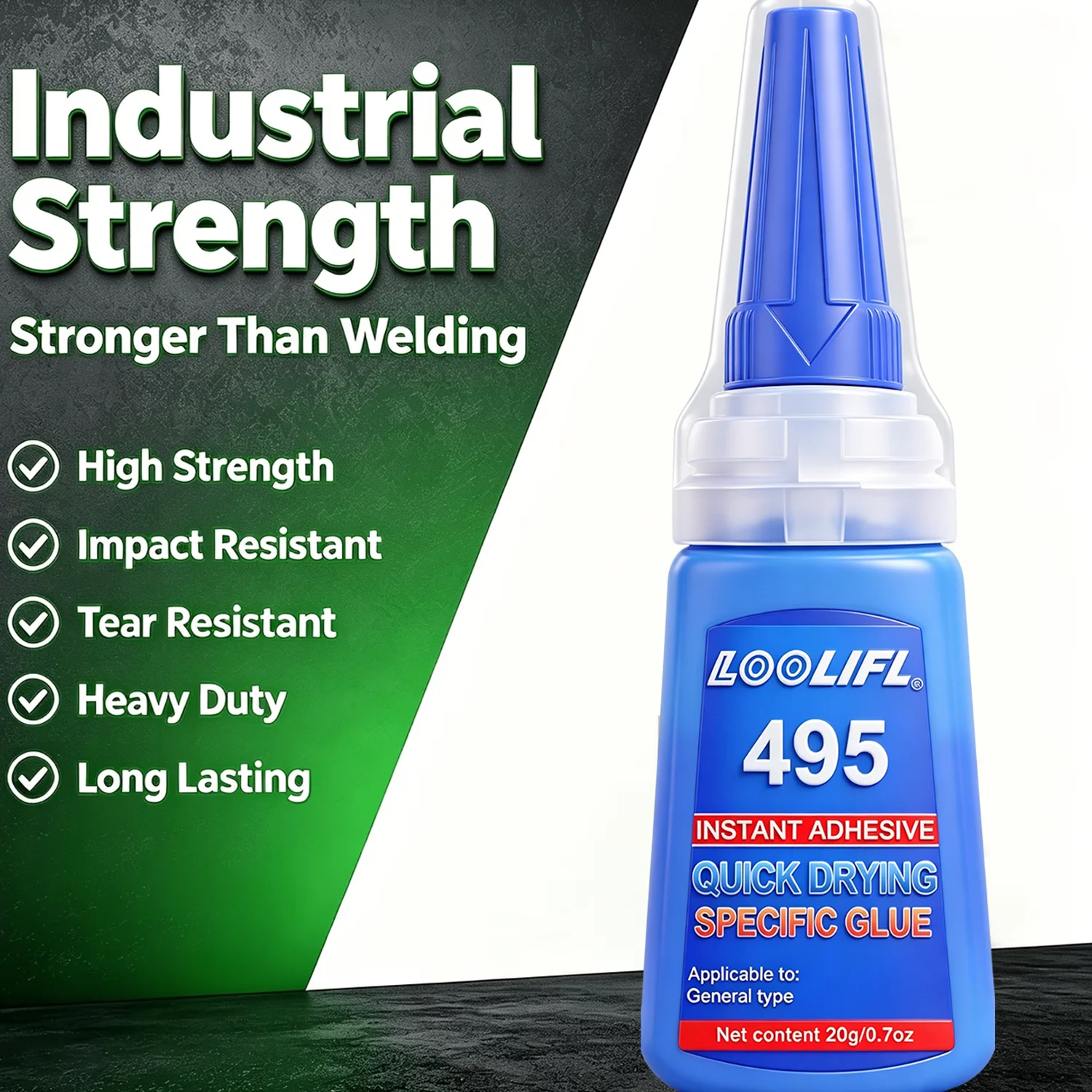 LOOLIFL New 20ML Super Glue Multi Purpose Quick Dry Strong Adhesive Instant Bonding Suitable For Metal Plastic Glass Ceramic DIY - view 4
