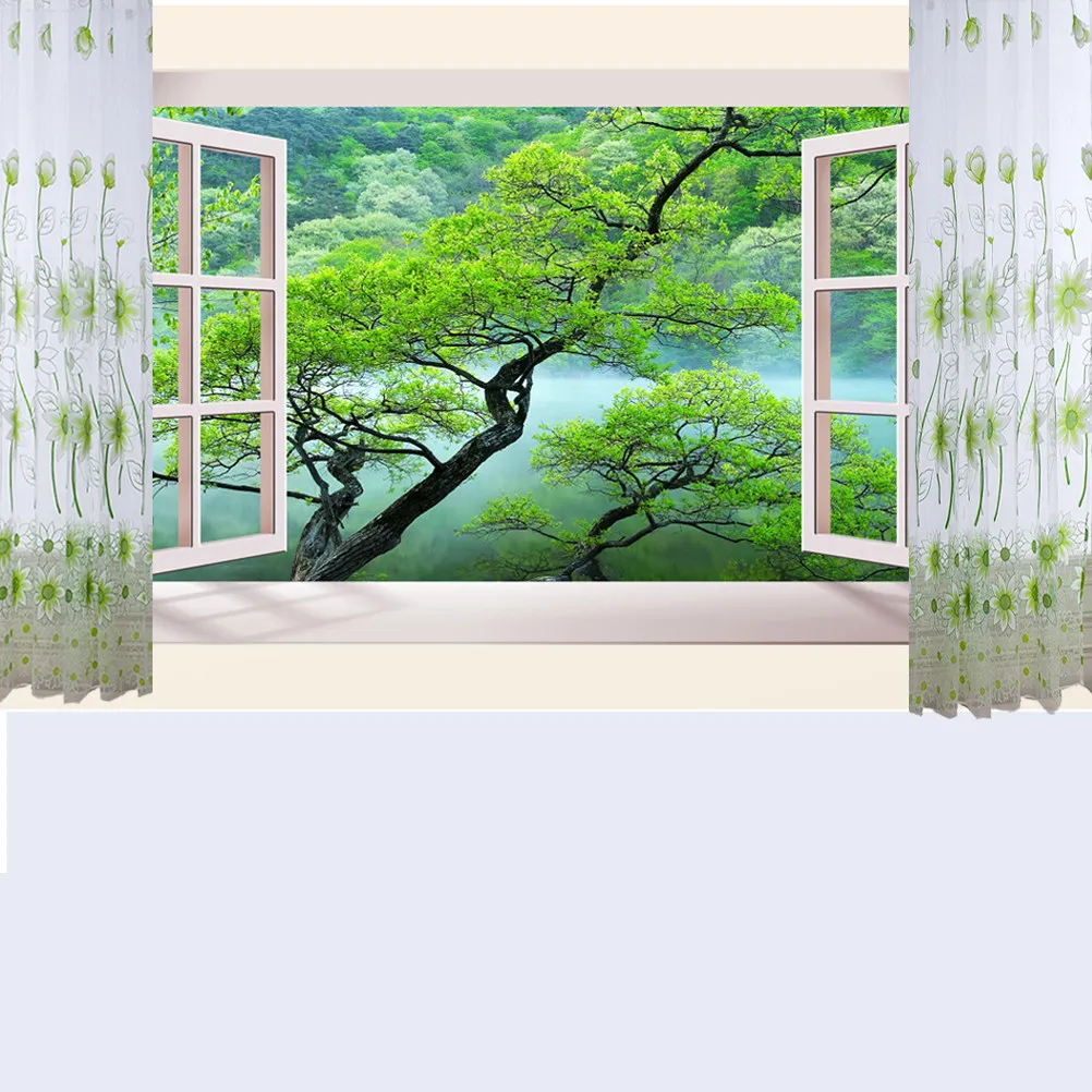 Gauze Curtain Light Colored Sheer Curtains Design Sunflower Pattern Home Decor Living Room Window Treatment