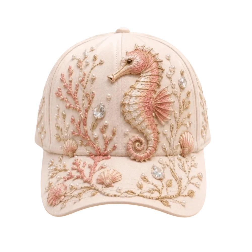 Creative 3D Ocean Creatures Embroidery Cap Adjustable Lightweight Baseball Cap Ethnic Style Breathable Peaked Cap Outdoor