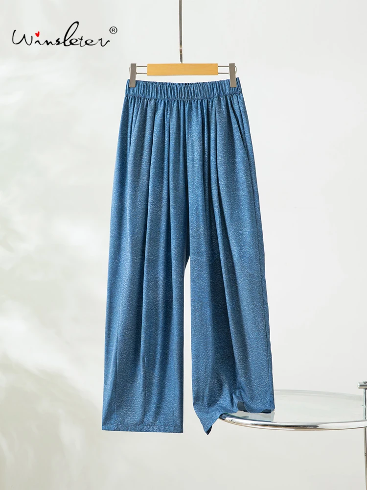 

Winsleter-70%Spun Silk 30%Cotton Elegant Trousers, Elastic Waist Pocket, Women OL Casual Harem Pants, 2026 Summer New B65808CC