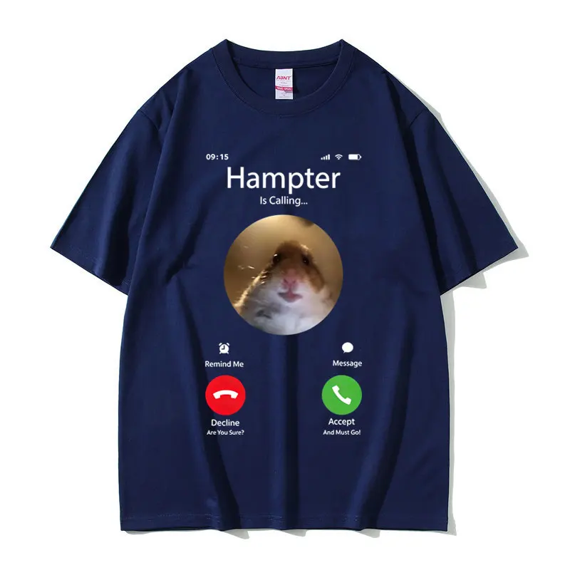 Hampter Is Calling Rat Funny Meme Graphic T-shirt Men Women Casual Humor T-shirts Men's Cotton Oversized Short Sleeve T Shirts