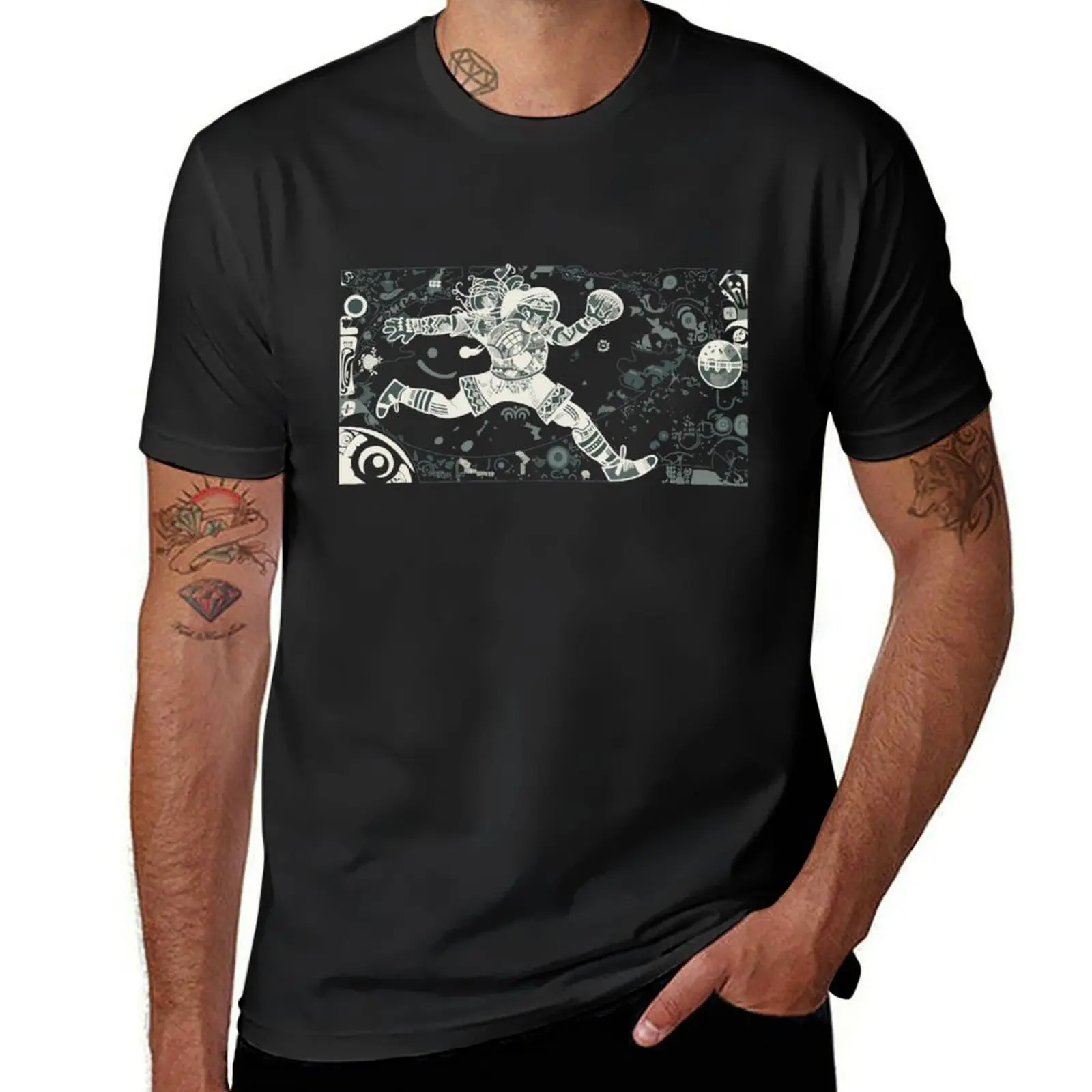 Goal-Scoring Time Traveler: Mayan Footballer Tee T-Shirt anime plain clothes for men