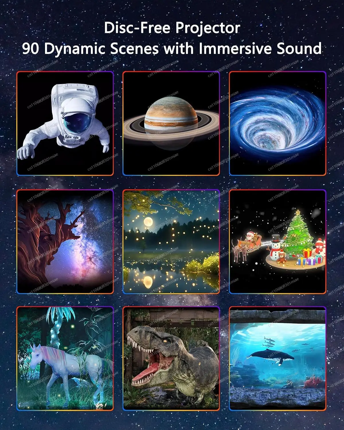 3D Dynamic Galaxy Projector, 3D Visual Star Projector Light with 90 Scenes, Planetarium Nightlight with Speaker for Room Decor