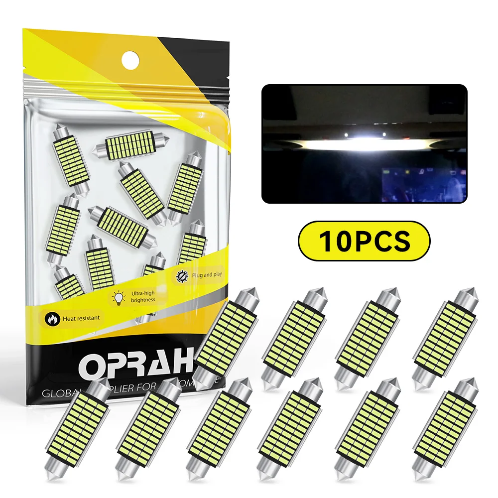 

10pcs Festoon 31mm 36mm 39mm 41mm Led Bulbs 3014 Led C5W Signal Lamp Interior Reading Lamp Map Light Dome Light White 12V 6000K