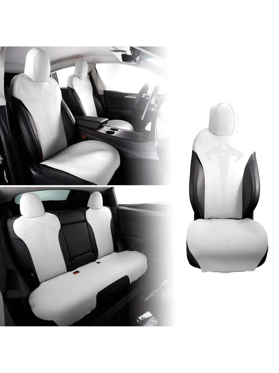 

Full Set Car Seat Covers For Model Y 2020-2024 Front And Rear Breathable Suede Leather Seat Protector