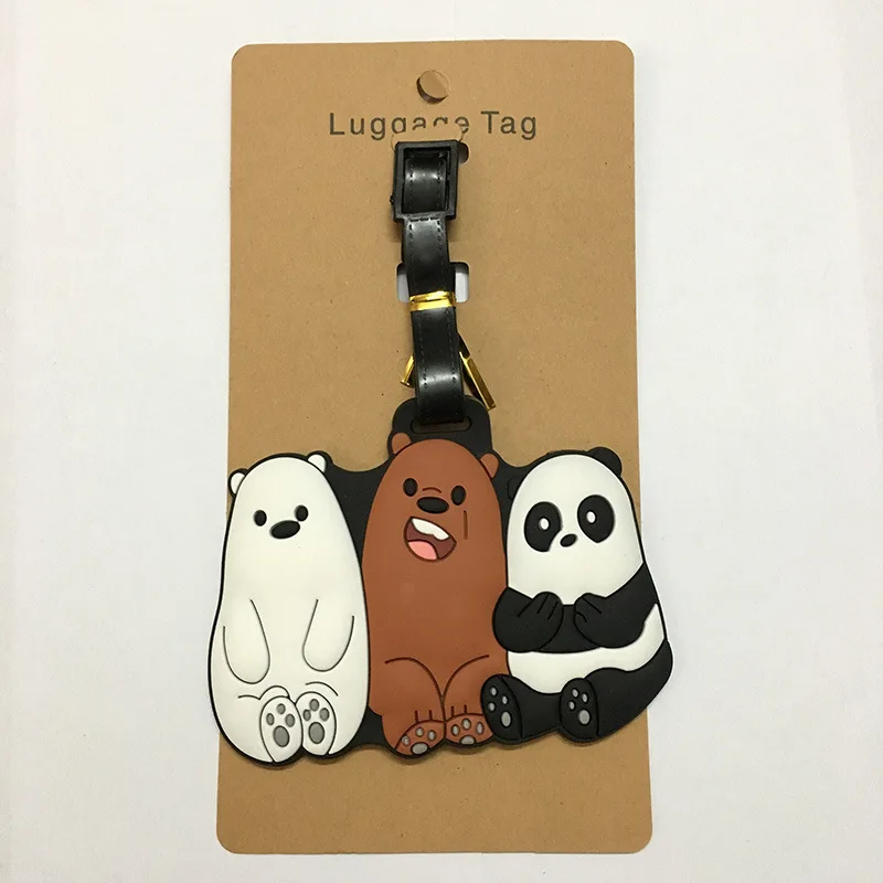 Cartoon Bears & Panda Luggage Tag Silica Gel Suitcase ID Addres Holder Women Men Baggage Boarding Tag Portable Label