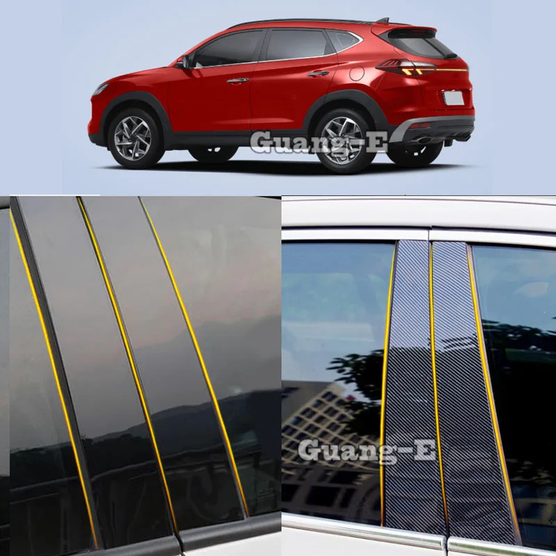 Car PC Material Pillar Post Cover Door Trim Window Molding Sticker 8pcs For Hyundai Tucson 2015 2016 2017 2018 2019 2020