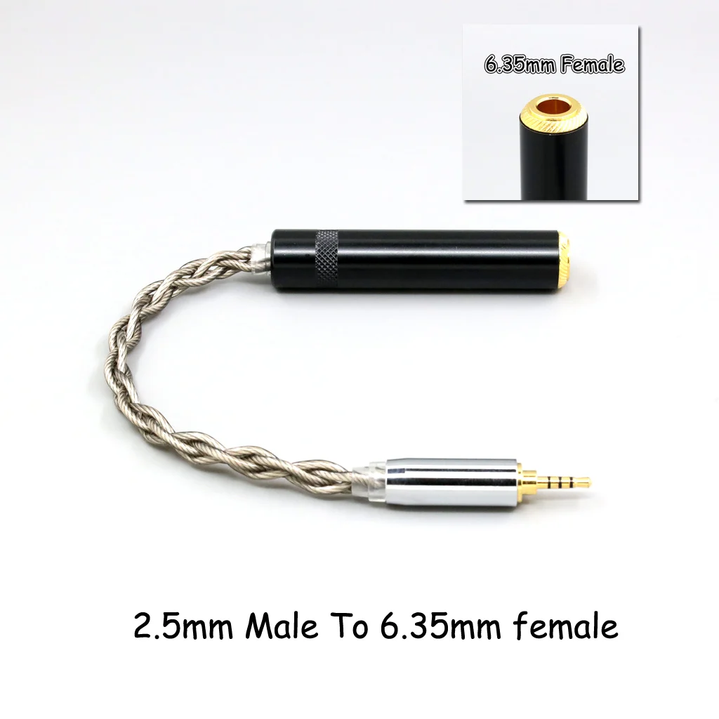 99 % reines Silber + Graphen versilbertes Schild-Kopfhörerkabel für 4,4 mm, 3,5 mm, 2,5 mm XLR 6,35 mm Stecker auf Buchse, Adapter-Konverter – Detail 8