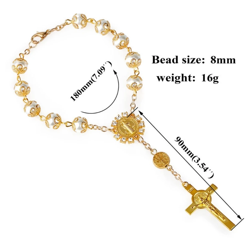 Catholic Gift Saint Christopher Travel Protection 8MM/0.31Inch Bead Rearview Mirror Car Truck Auto Rosary MR18 22 Dropshipping