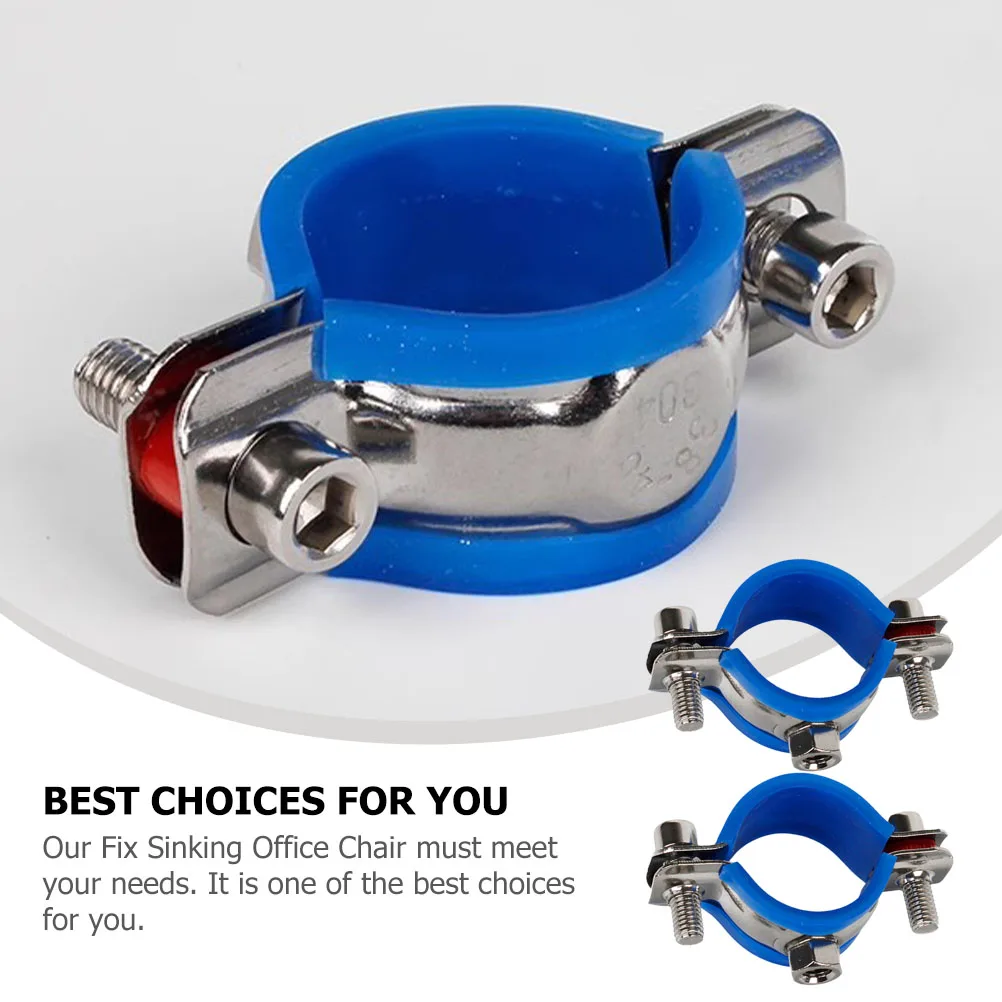 

2pcs Office Chair Protector Sinking Stopper Fix Clamps Pipe Holder Replacement Plastic Stainless Steel Adjustable Height Chair