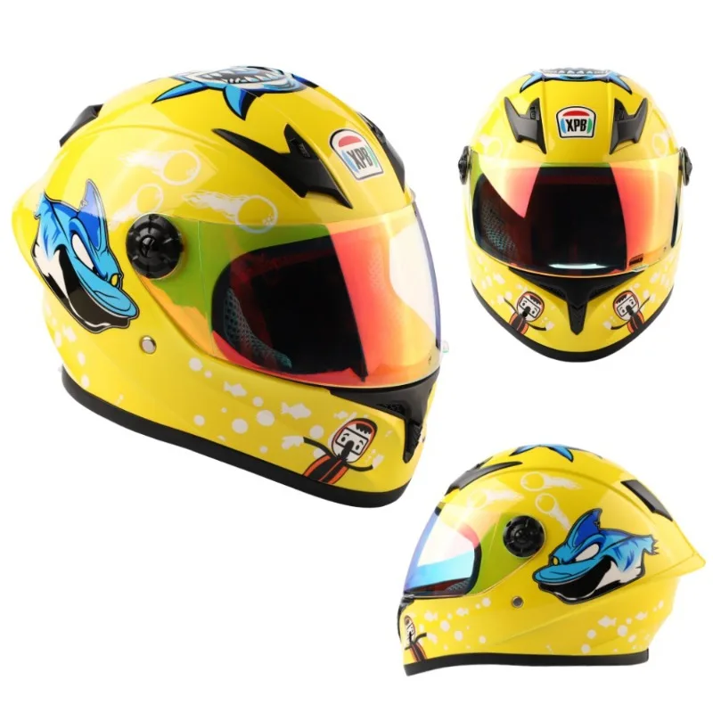Children Motorcycle Riding Helmets Boys Girls Kids Outdoor Locomotive Scooter Helmets with Colored Lenses