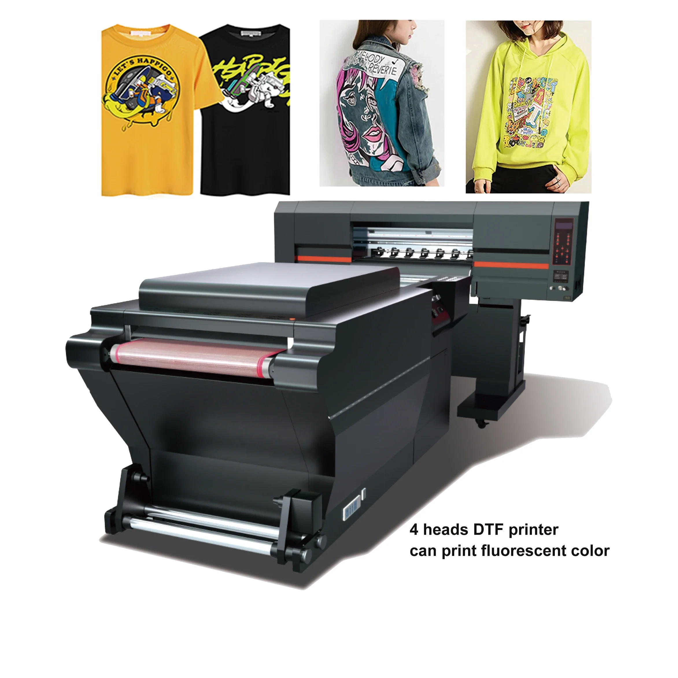 4 head i3200 high speed DTF printer with fluorescent color heavy body 60cm