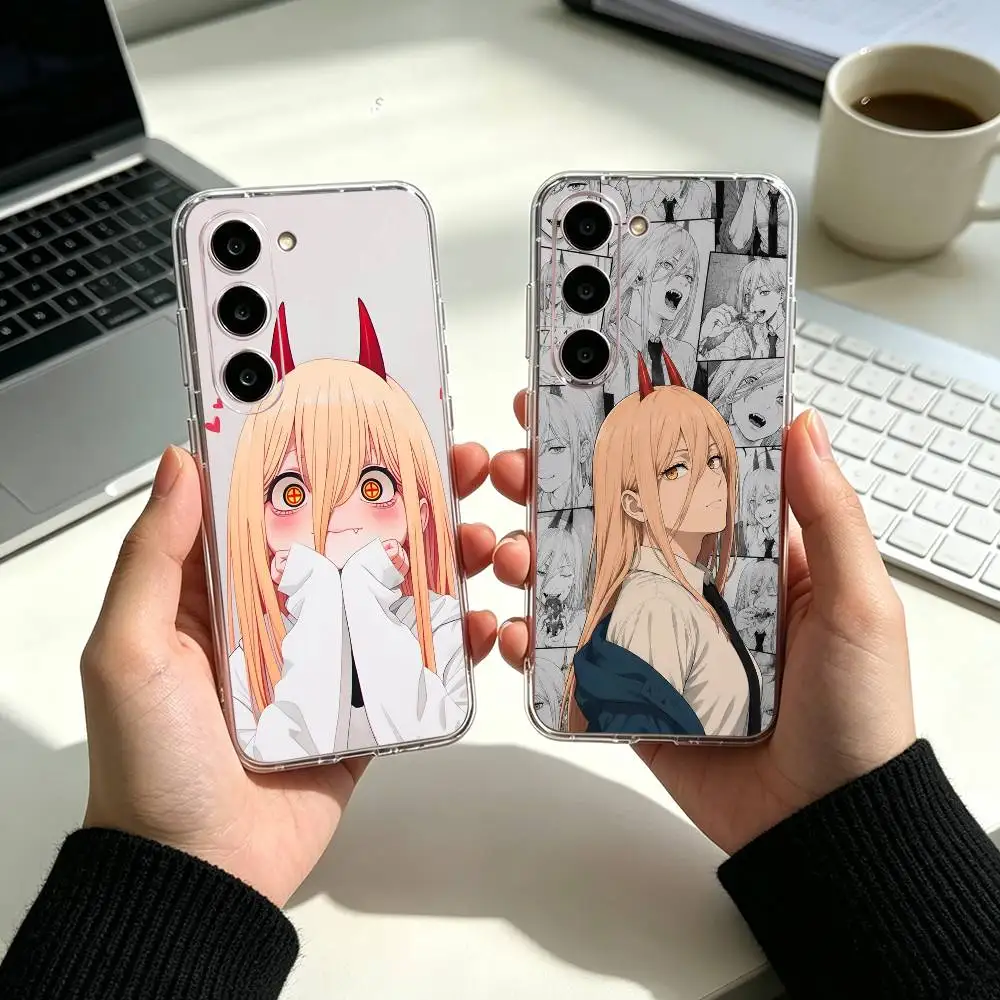 Anime Chainsaw Man Power  Phone Case For Samsung A71 A55 A51 A52 A35 Cover Transparent Silicone Phone Cover