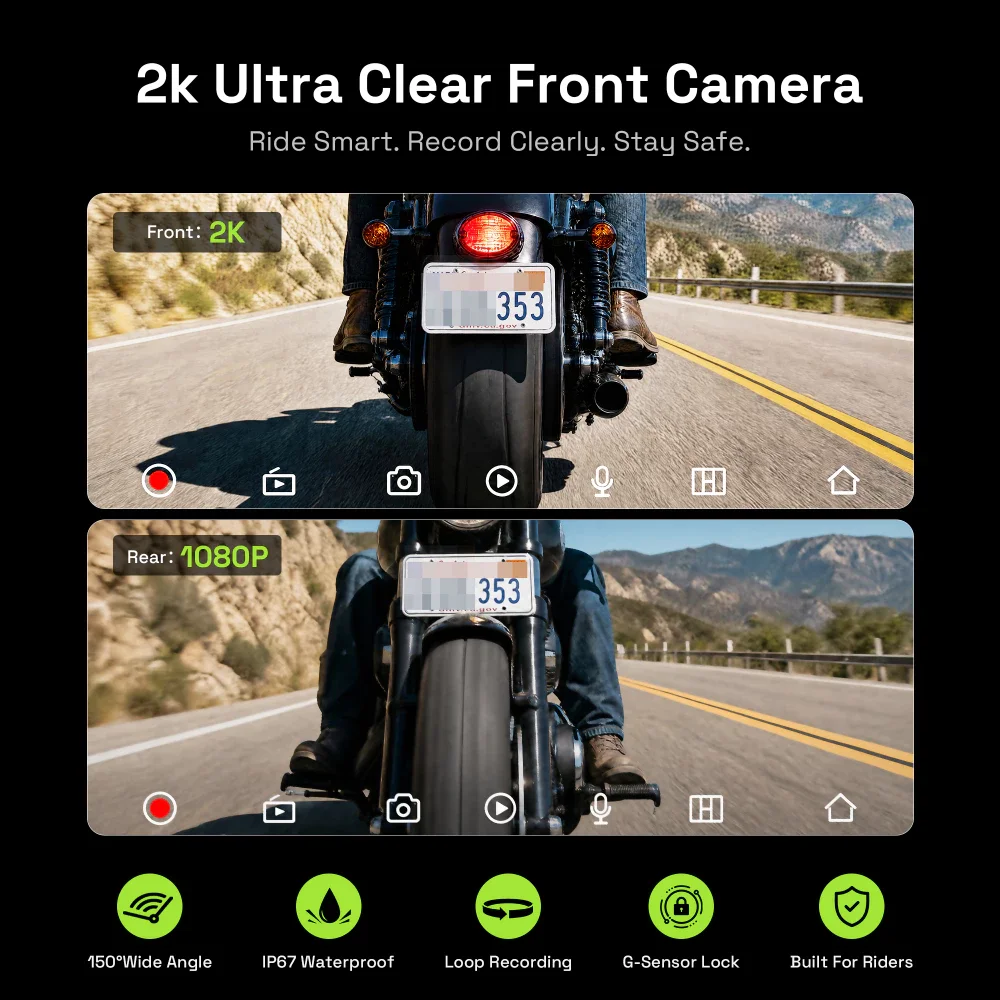 Aoocci D6A 6.1" Ultra-Wide Smart Motorcycle CarPlay with 77GHz Radar BSD & TPMS 2K Dual Dash Cam Moto Display Screen ,TPMS image 4