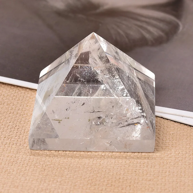 3cm Natural Clear Quartz Crystal Pyramid Feng Shui Energy Generator Tower Paperweight Photography Props Home Decor
