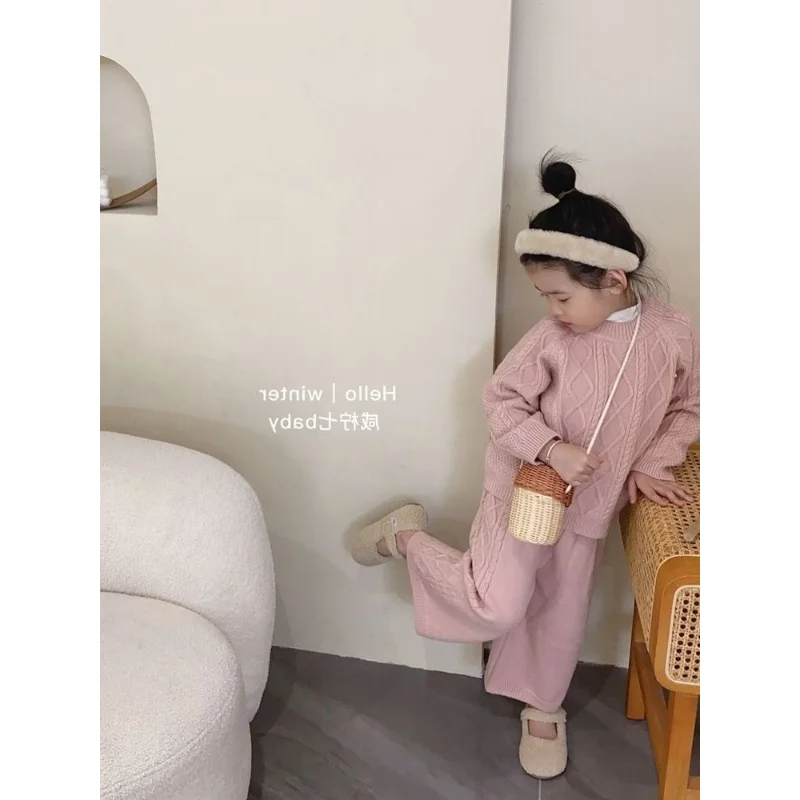 0-4 Yrs Knitting Pullover Girls Clothing Sets Girls Boys Suit Fall Baby Boys Winter Sweater+Pants Infant Boys Tracksuits