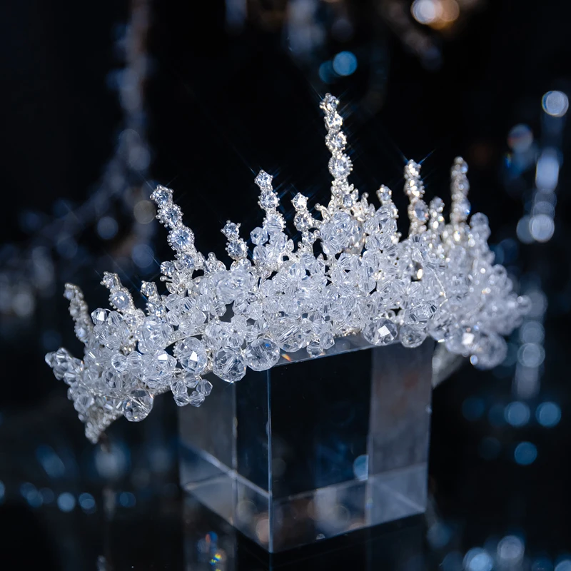 CC Crown for Women Wedding Accessories Bridal Headbands Engagement Hair Ornaments 100% Handmade Beads Diadems Pageant Gift QS210 image 4