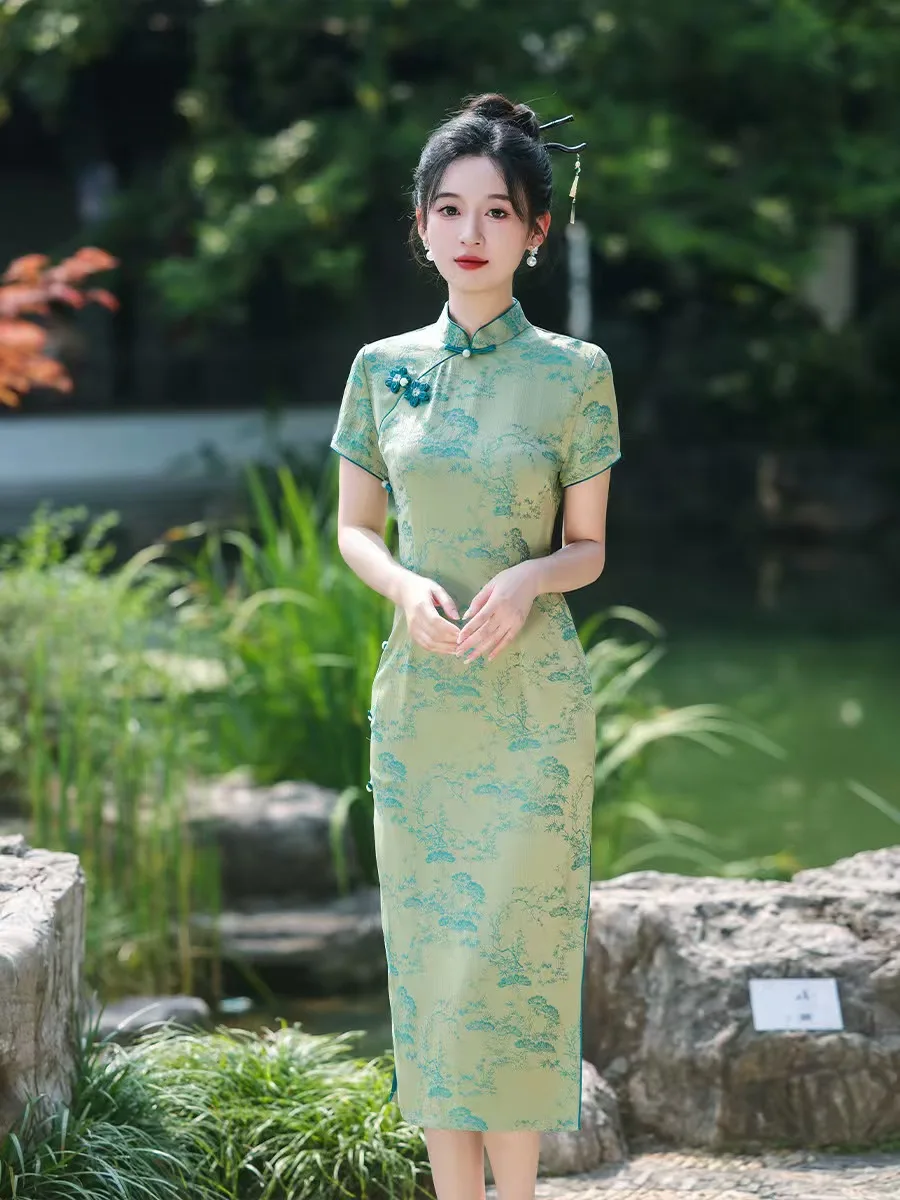 4XL Chinese Hanfu Qipao Tang style Chinese style high-end Qipao embroidery daily Chinese high-end sense traditional clothing