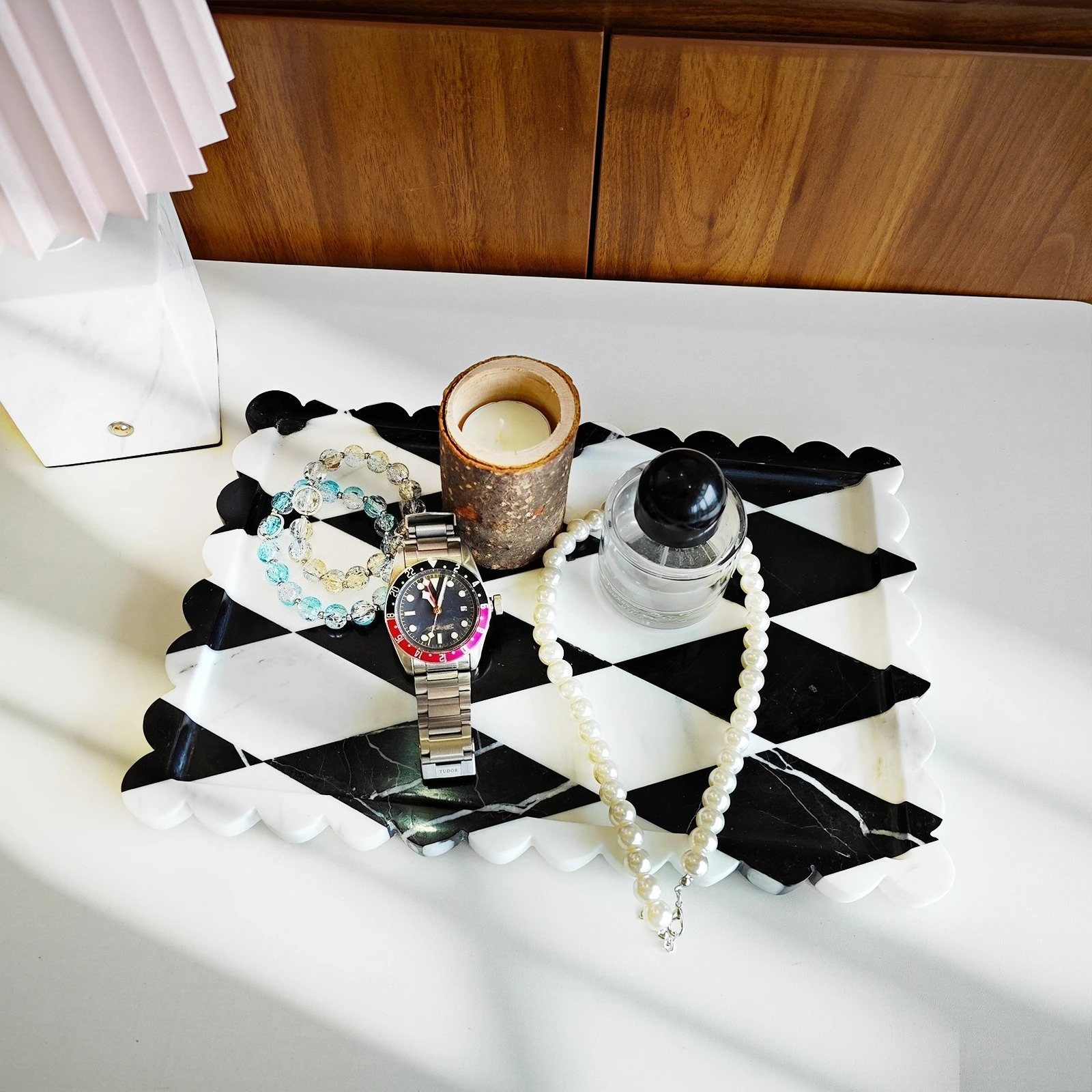 صينية تقديم من الرخام الطبيعي أنيقة غير قابلة للانزلاق، منظم صينية مجوهرات الحمام المستطيلة، ديكور منزلي من الحجر الفاخر للمطبخ