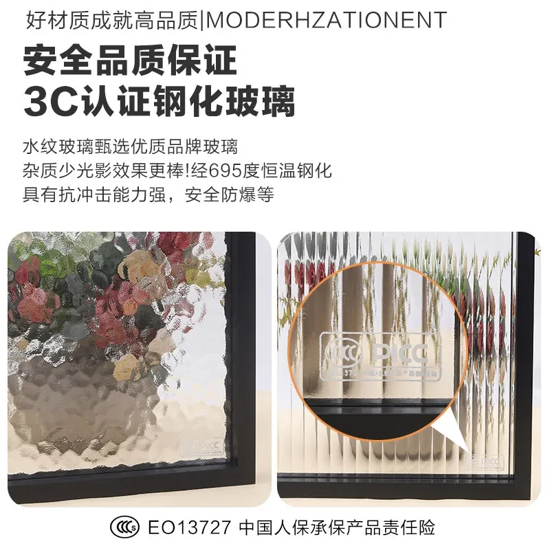 Modern Corrugated Glass Half Wall Partition for Bathroom Dry Wet Separation Simple Washstand Screen Divider Living Room Decor