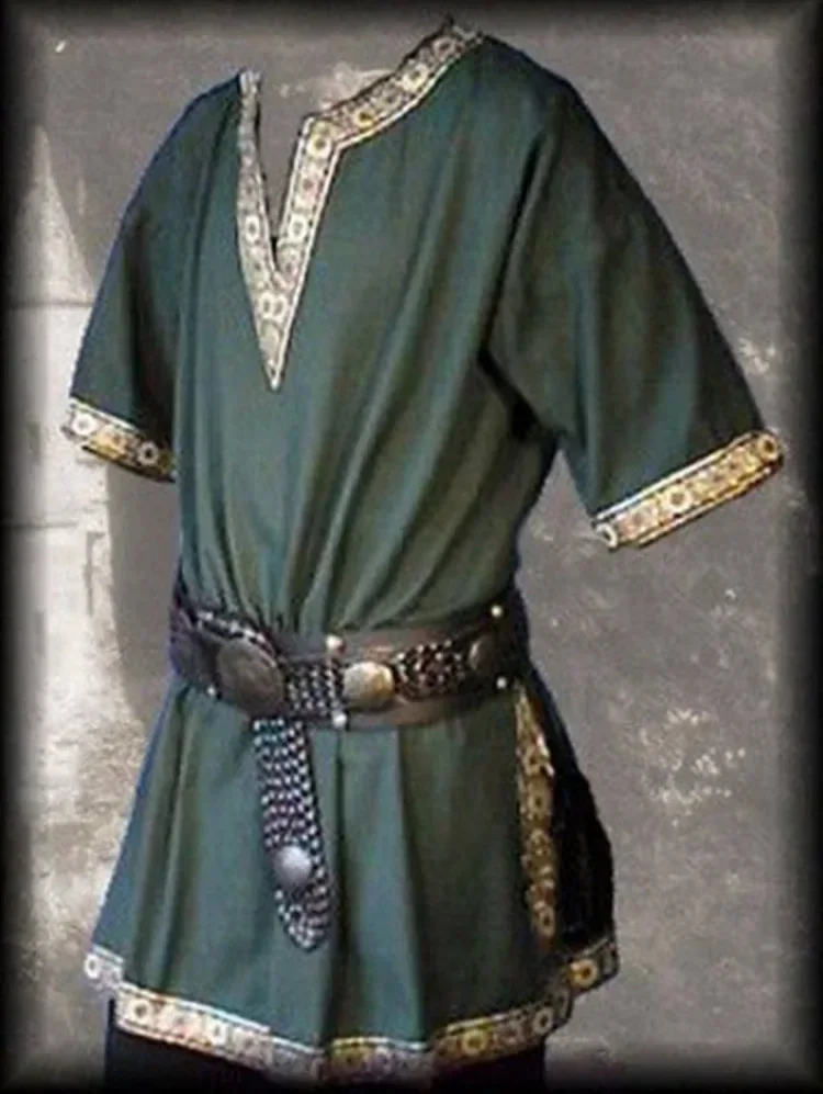 Medieval Renaissance Costumes Men Cosplay Nobleman Tunic Aristocrat Chevalier Warrior Halloween No Belt Clothing